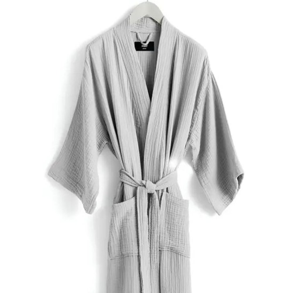 NWT HAY Crinkle Cotton Robe Grey